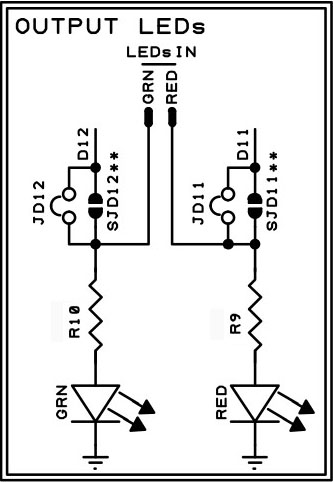 The Proto Shield Plus Output LEDs schematics